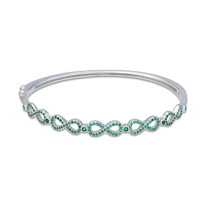 925 Sterling Silver Infinity Link Emerald Green Bracelet for Women