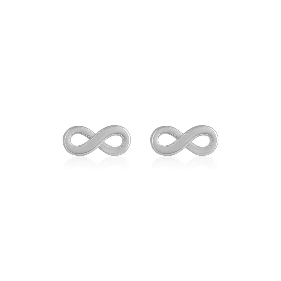 925 Sterling Silver Infinity Shaped Rhodium Plated Silver Stud For Women