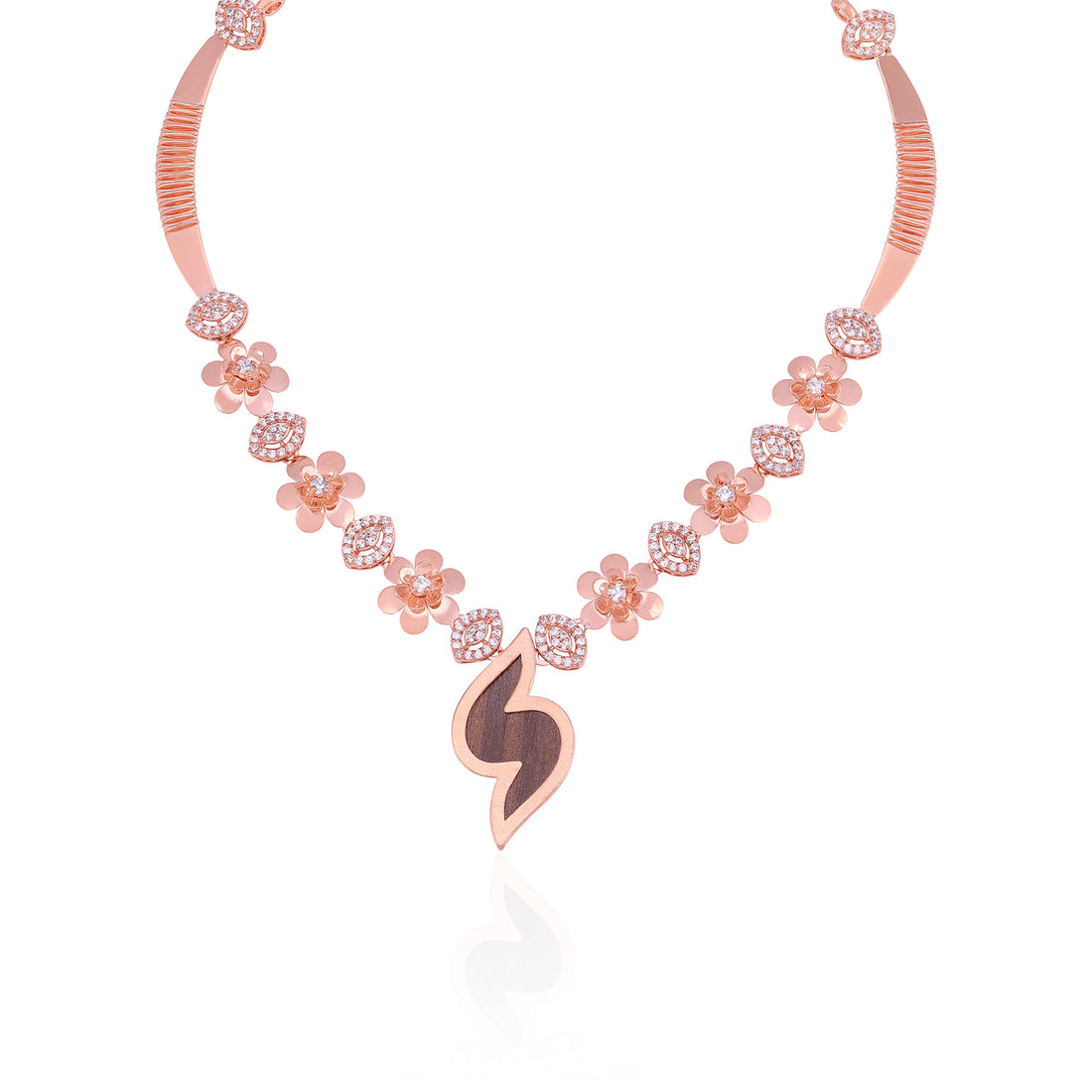 925 Sterling Silver Inlaid Blossom Grace Necklace For Women