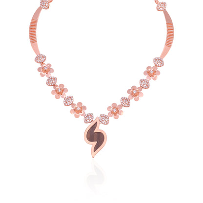 925 Sterling Silver Inlaid Blossom Grace Necklace For Women