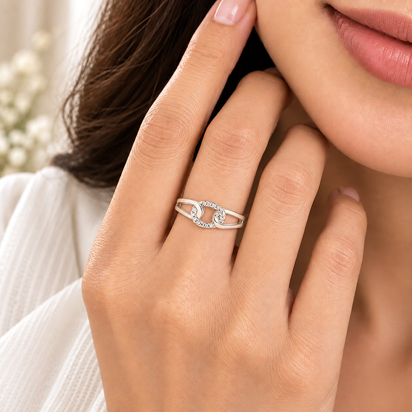 925 Sterling Silver Interlocked Silver Ring
