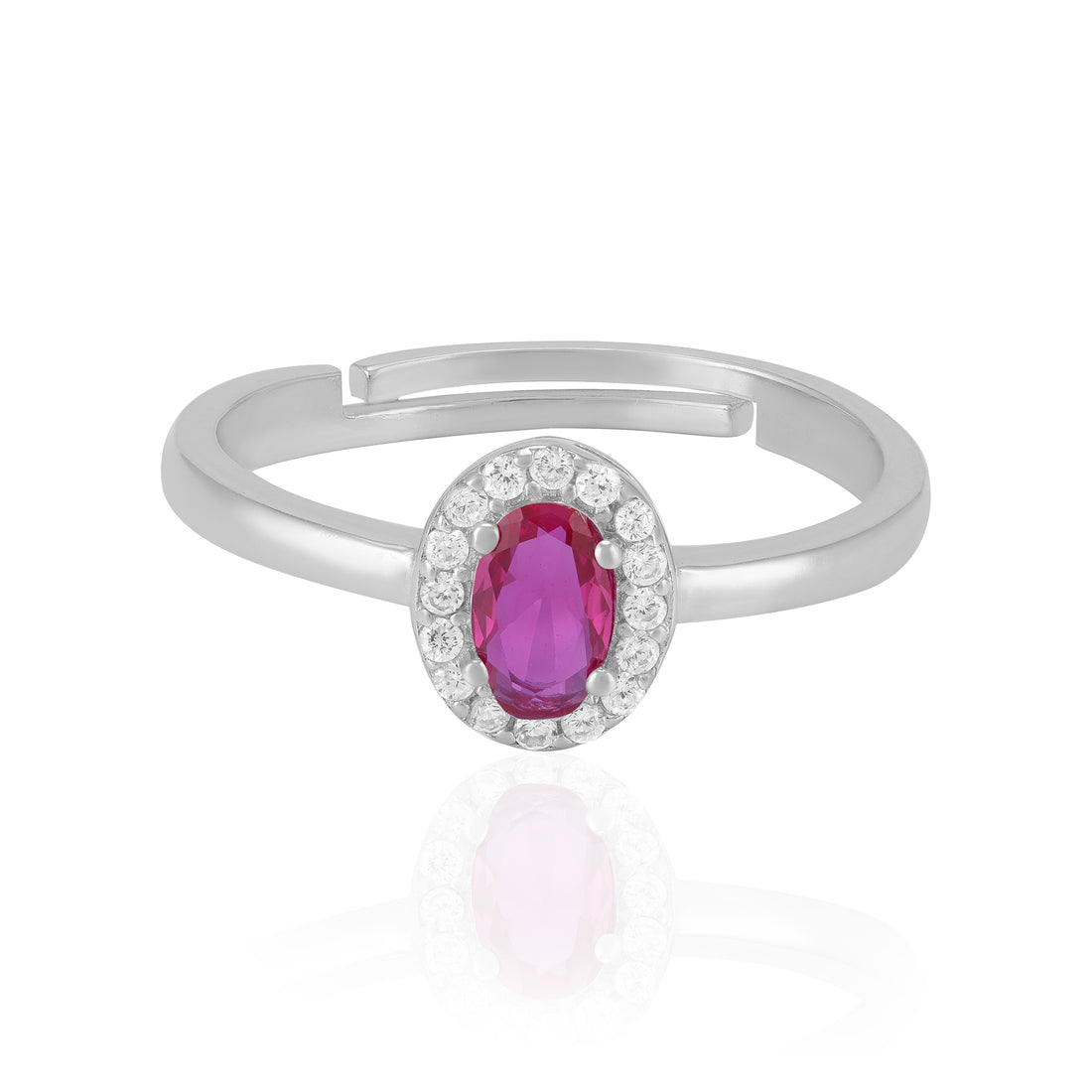 925 Sterling Silver July Month Oval Ruby Birthstone Ring For Women