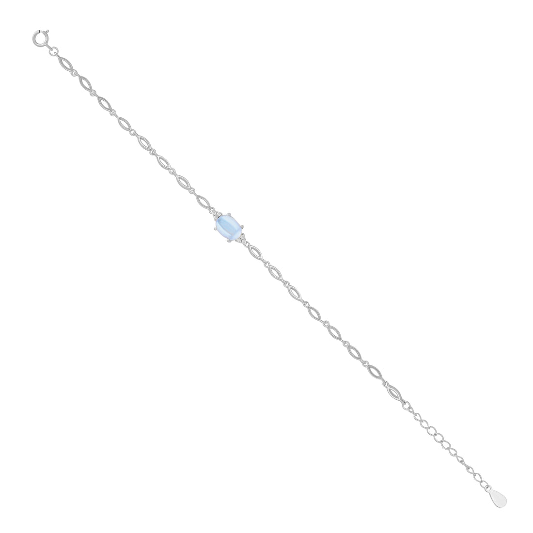 925 Sterling Silver June Month Sqaure Moonstone Birthstone Bracelet For Women