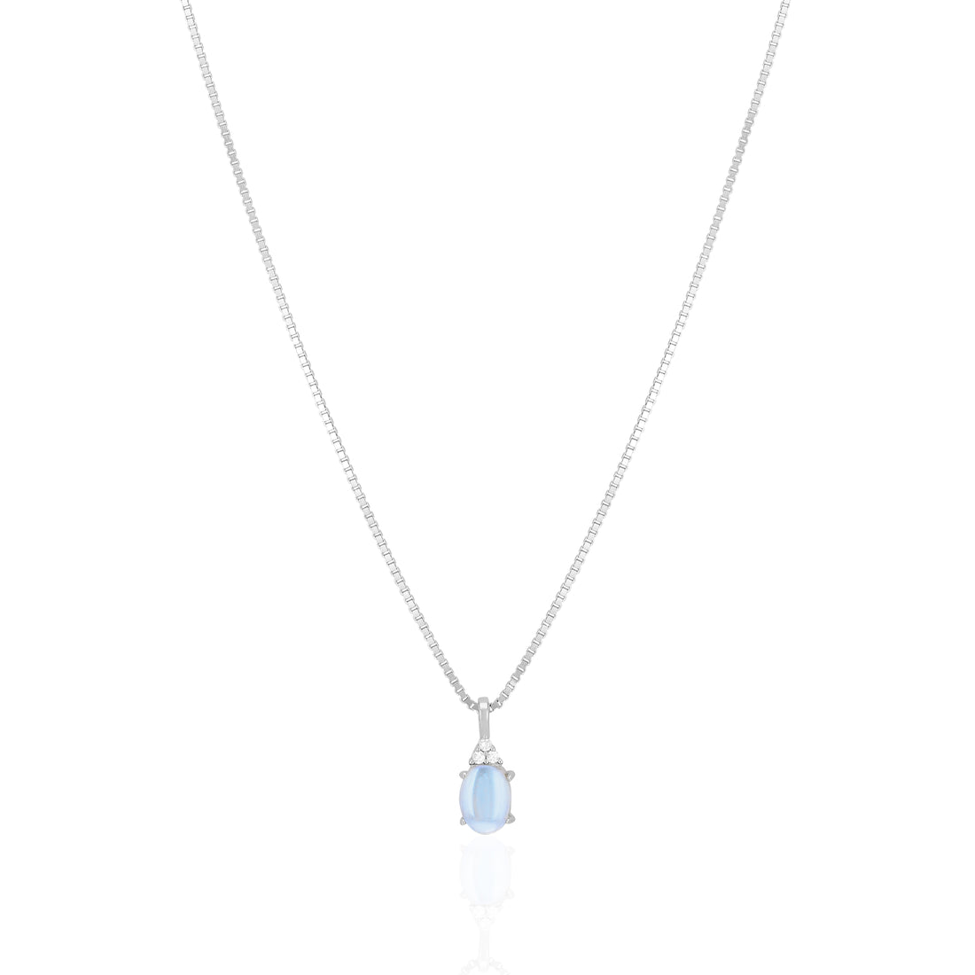925 Sterling Silver June Month Sqaure Moonstone Birthstone Chain Pendant For Women