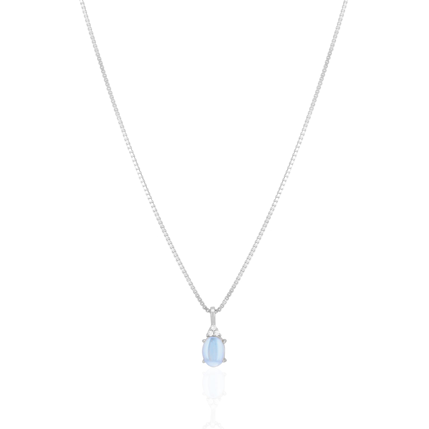 925 Sterling Silver June Month Sqaure Moonstone Birthstone Chain Pendant For Women