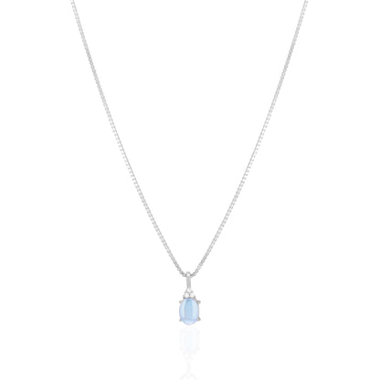 925 Sterling Silver June Month Sqaure Moonstone Birthstone Chain Pendant For Women