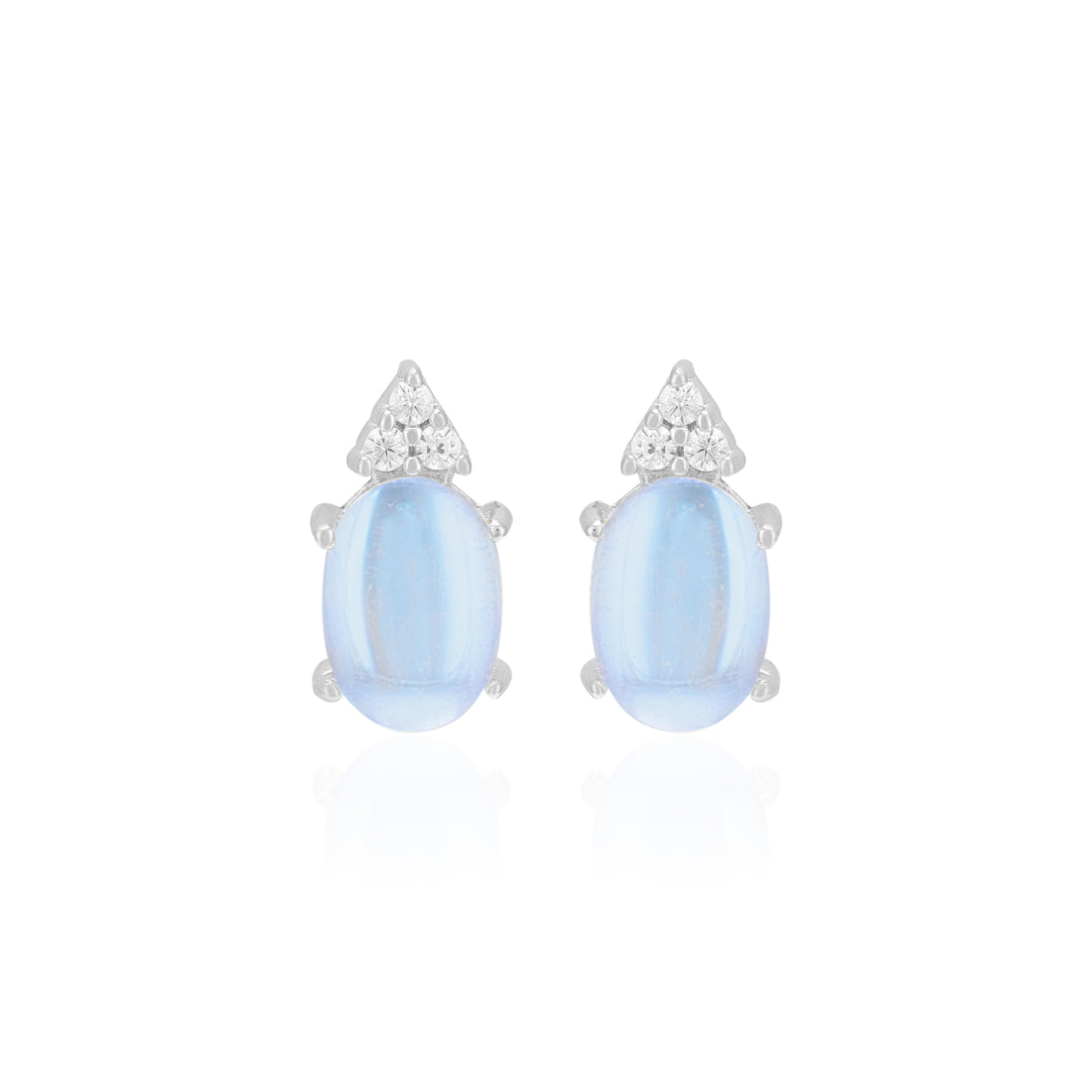 925 Sterling Silver June Month Sqaure Moonstone Birthstone Stud For Women