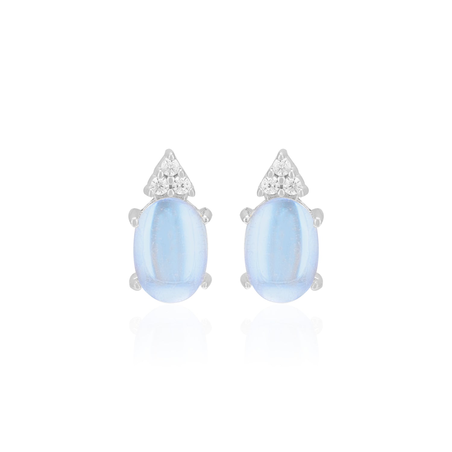 925 Sterling Silver June Month Sqaure Moonstone Birthstone Stud For Women