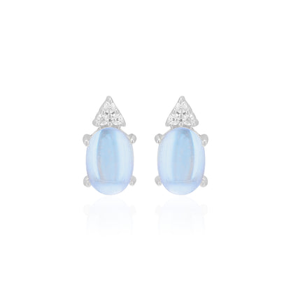 925 Sterling Silver June Month Sqaure Moonstone Birthstone Stud For Women