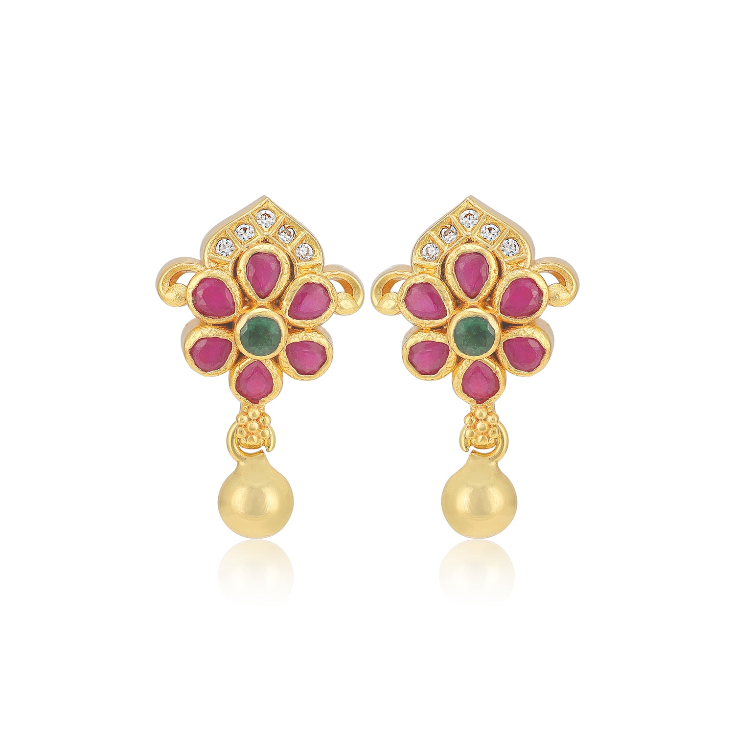 925 Sterling Silver Kemp Flower Motif Earrings For Women