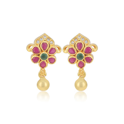 925 Sterling Silver Kemp Flower Motif Earrings For Women