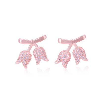 925 Sterling Silver Knotted Tulip Flower Earrings For Women