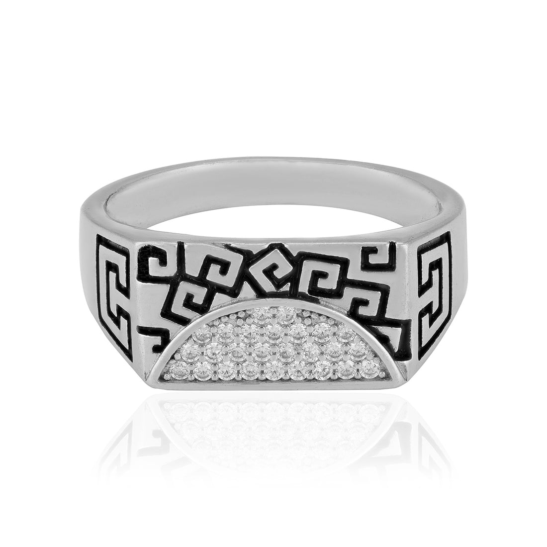 925 Sterling Silver Labyrinth Luxe Rhodium Plated Ring for Men