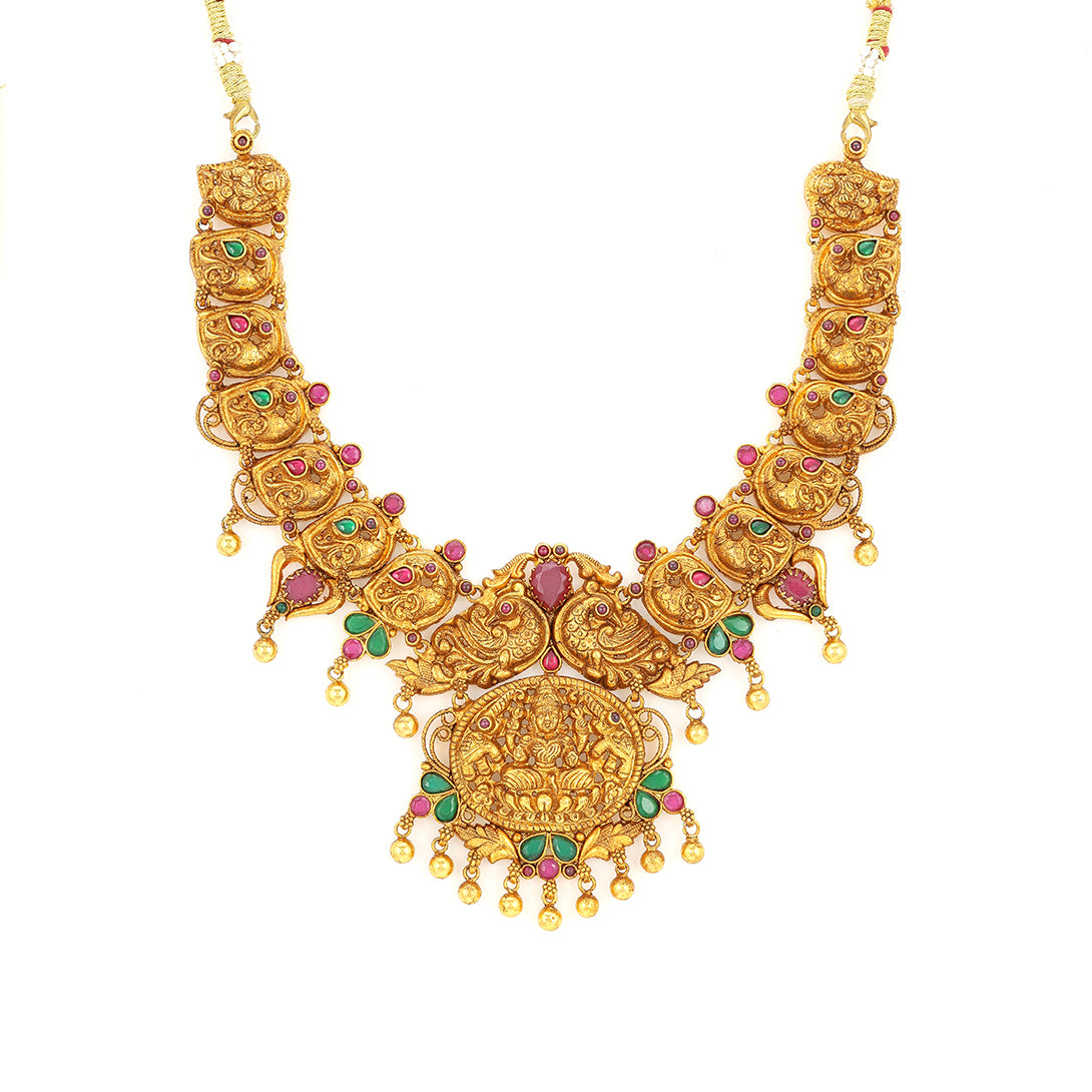 925 Sterling Silver Lakshmi Blessing Peacock Flow Necklace For Women