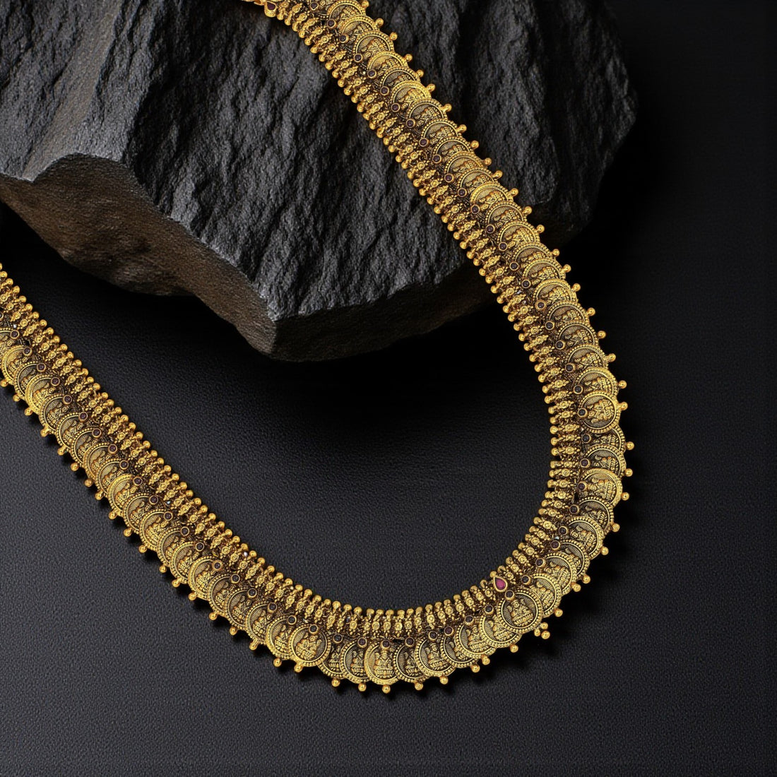 925 Sterling Silver Lakshmi Coin Layered Haram for Women