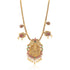 925 Sterling Silver Lakshmi Pendant with Side Red Stones Drop Gold Plated Necklace For Women