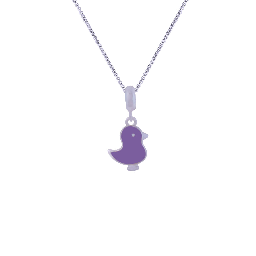 925 Sterling Silver Lavender Flutter Rhodium Plated Pendant For Kids