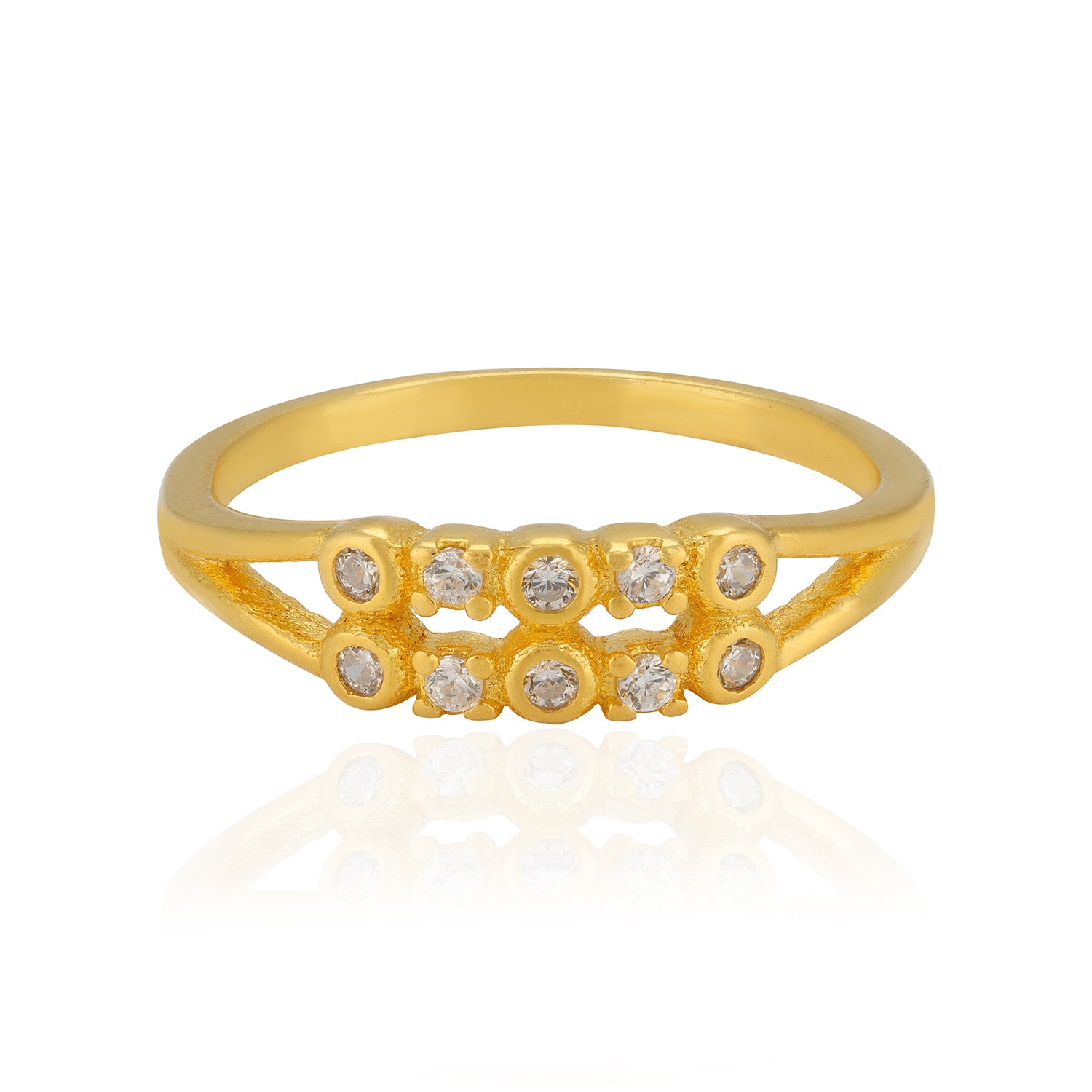 925 Sterling Silver Layered LuxeCluster Gold Plated Ring for Women