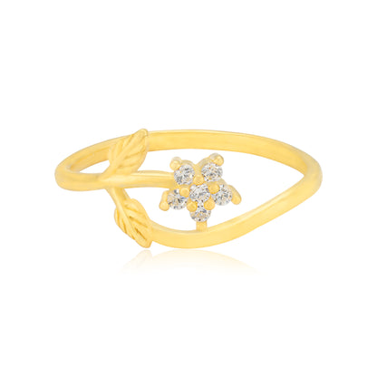 925 Sterling Silver Leaf Blossom Gold Plated Ring for Women