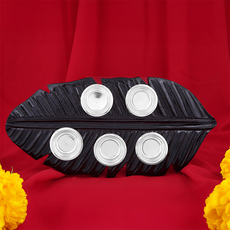 925 Sterling Silver Leaf Pattern Candle Holder For Decorations