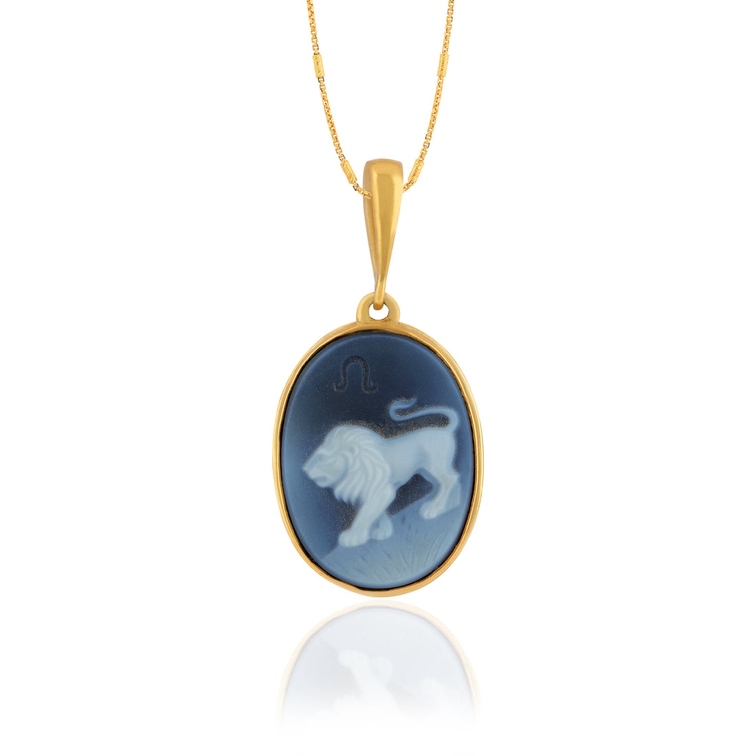 925 Sterling Silver Leo Zodiac Agate Gold Plated Pendant for Men and Women