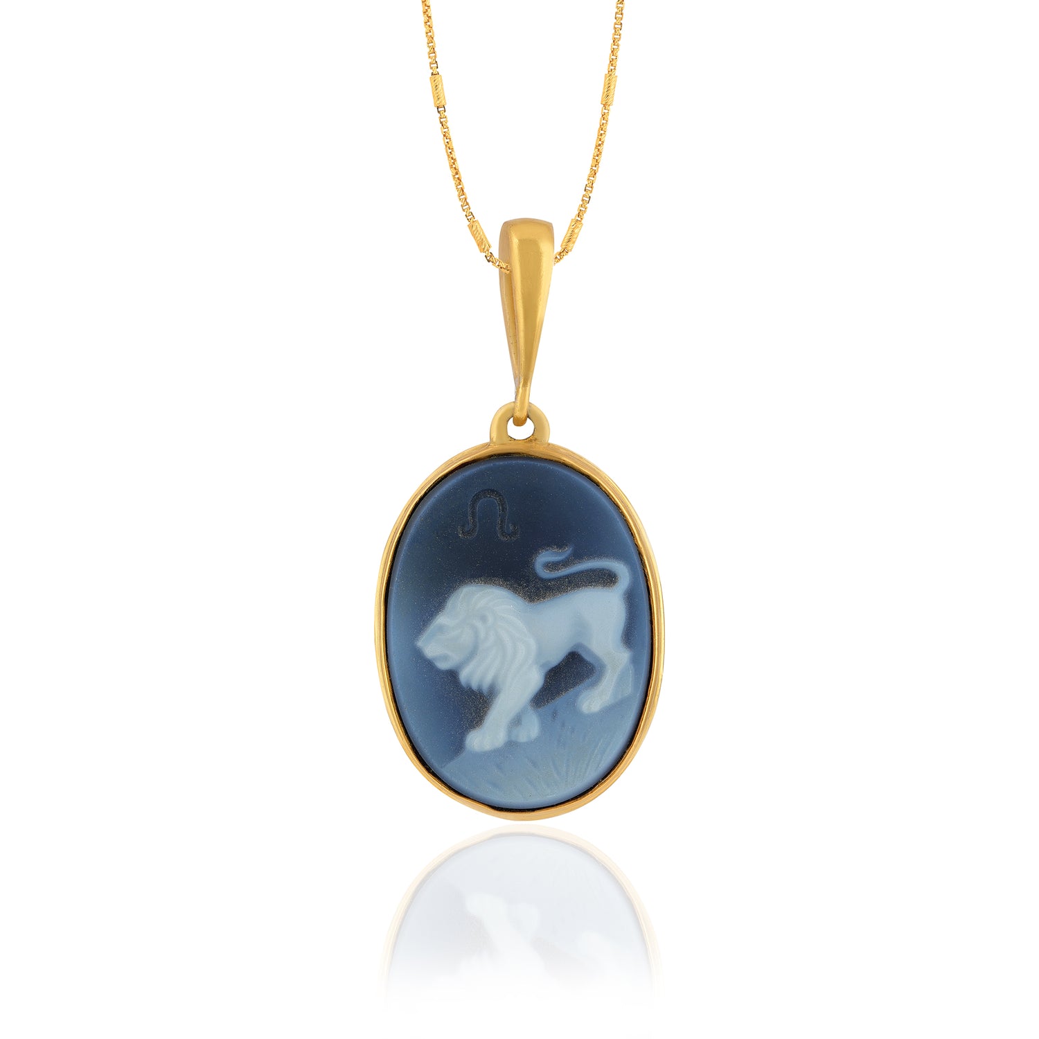 925 Sterling Silver Leo Zodiac Agate Gold Plated Pendant for Men and Women