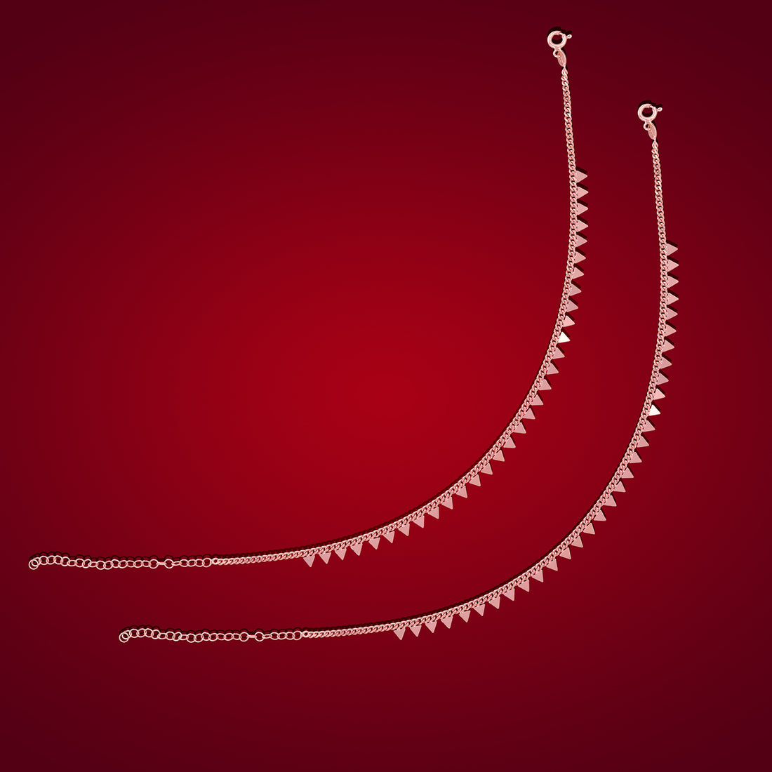 925 Sterling Silver Light Chain Triangle Charms Anklets For Women