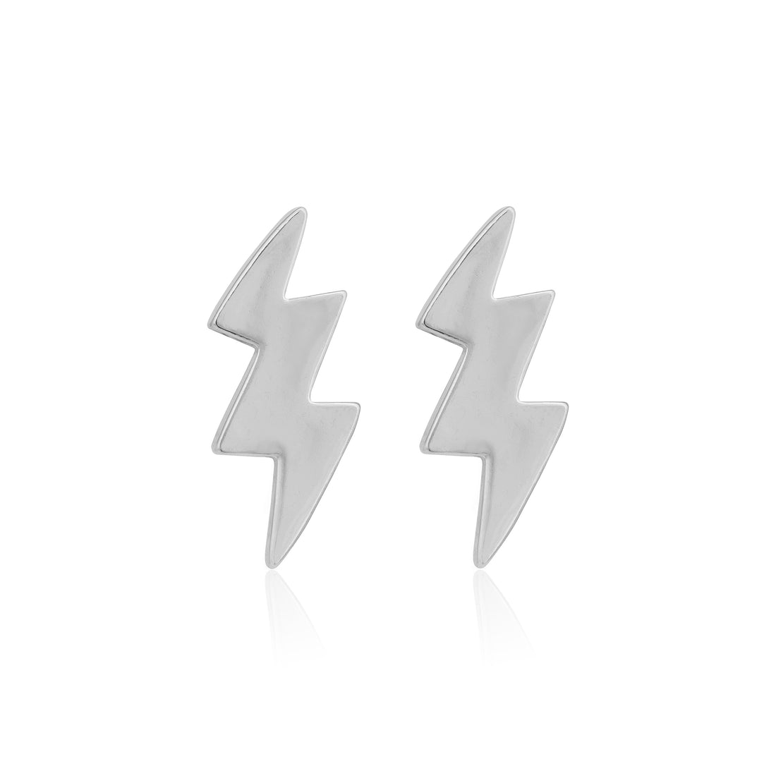 925 Sterling Silver Lightning Strike Rhodium Plated Studs For Women