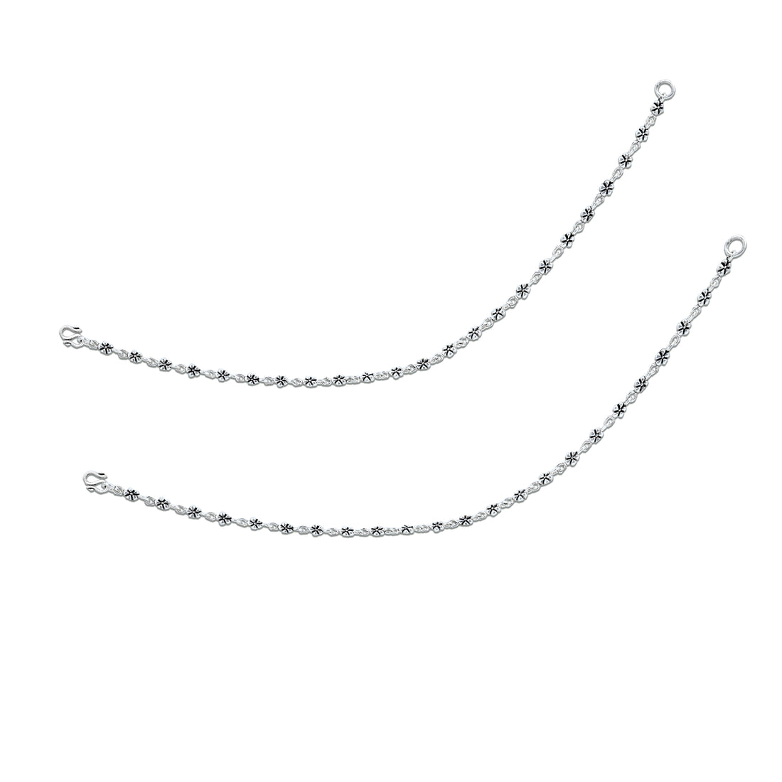 925 Sterling Silver Linked Flower Design Anklet for Women