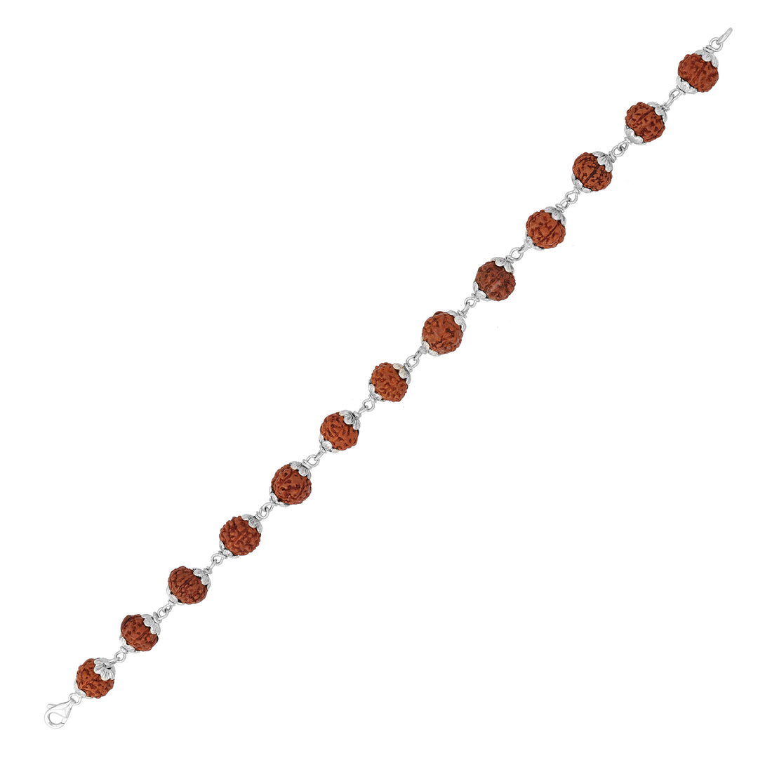 925 Sterling Silver Linked Rudraksha Chain Bracelet Beads for Men