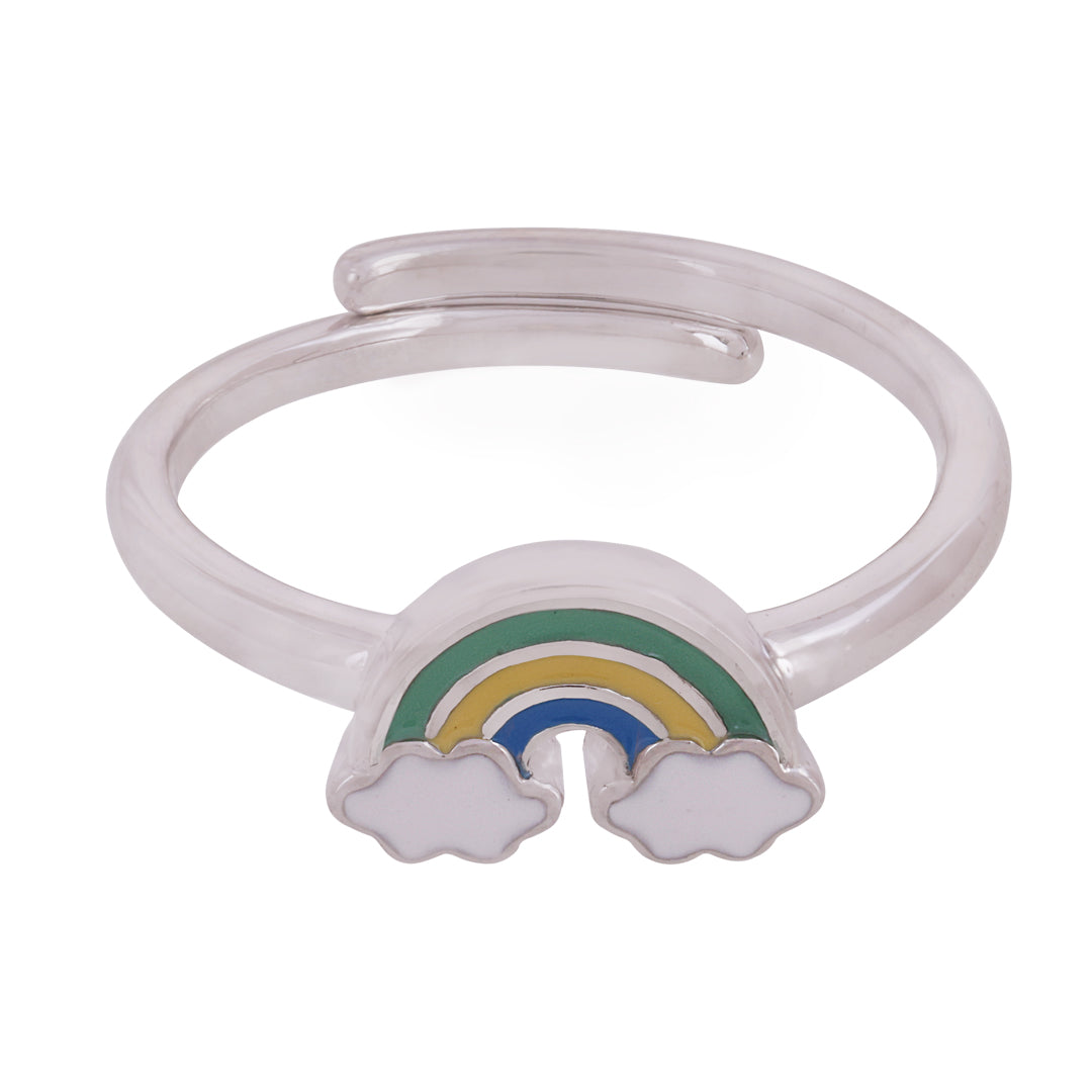 925 Sterling Silver Little Dreambow Rhodium Plated Ring For Kids