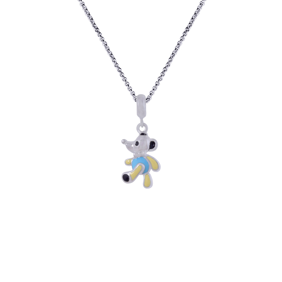 925 Sterling Silver Little Mousie Rhodium Plated Pendant For Kids