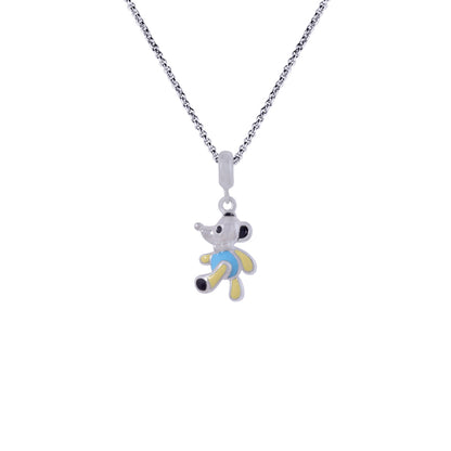 925 Sterling Silver Little Mousie Rhodium Plated Pendant For Kids