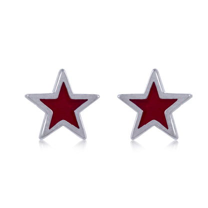 925 Sterling Silver Little Star  Rhodium Plated Stud For Kids
