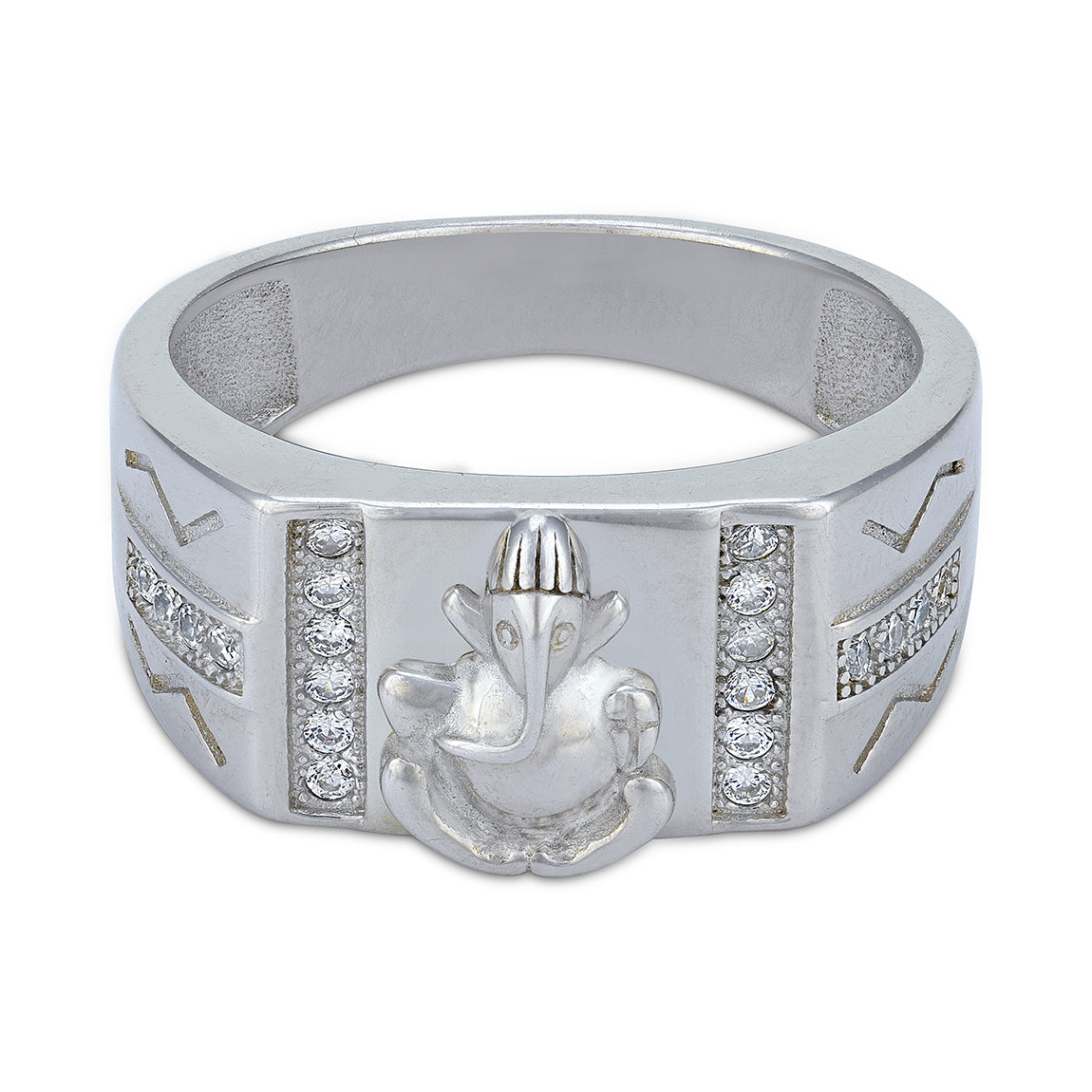 925 Sterling Silver Lord Ganesha Motif Band Ring for Men