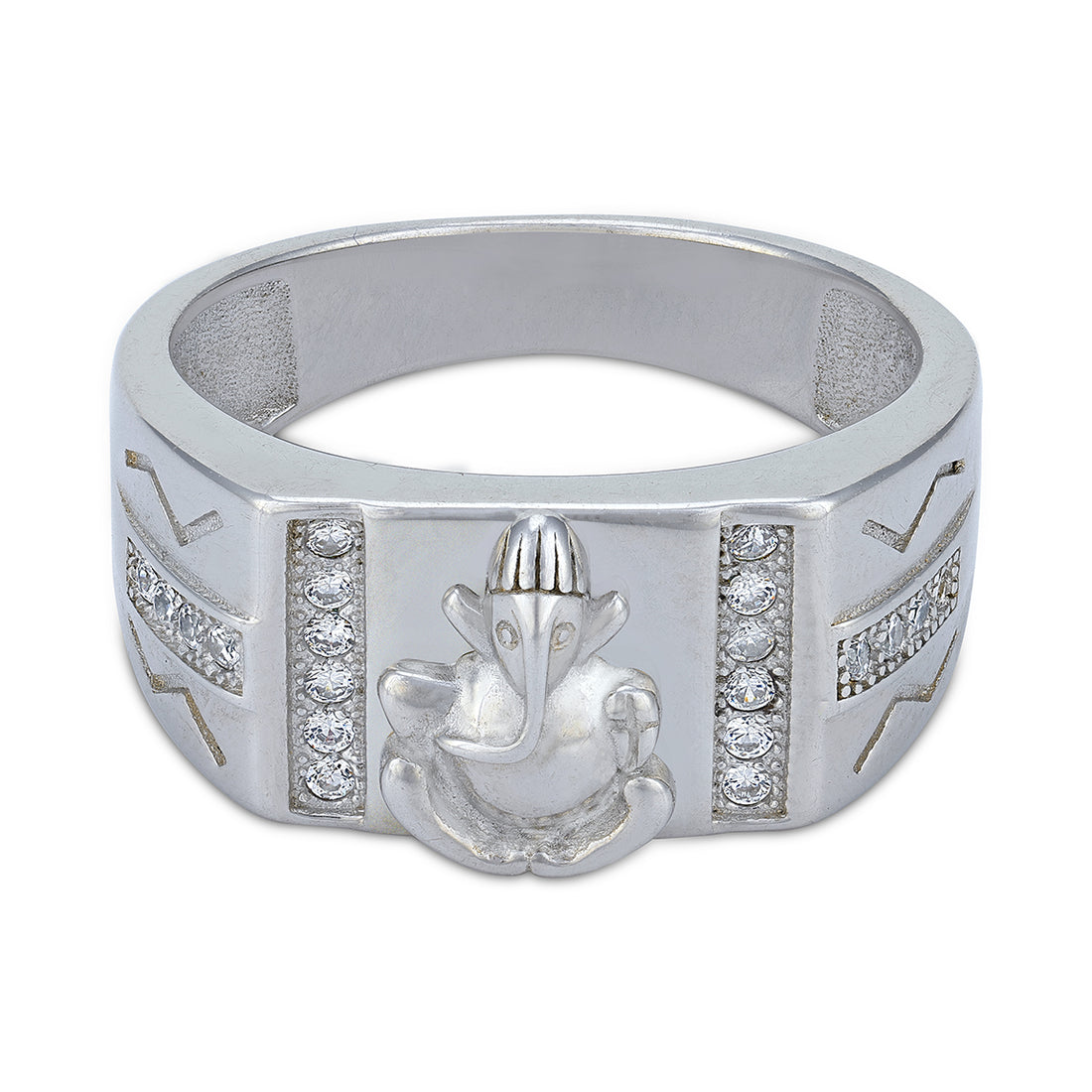 925 Sterling Silver Lord Ganesha Motif Band Ring for Men