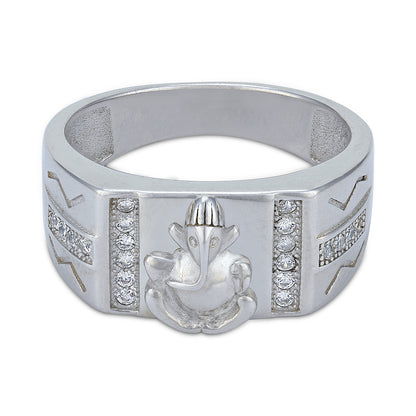 925 Sterling Silver Lord Ganesha Motif Band Ring for Men