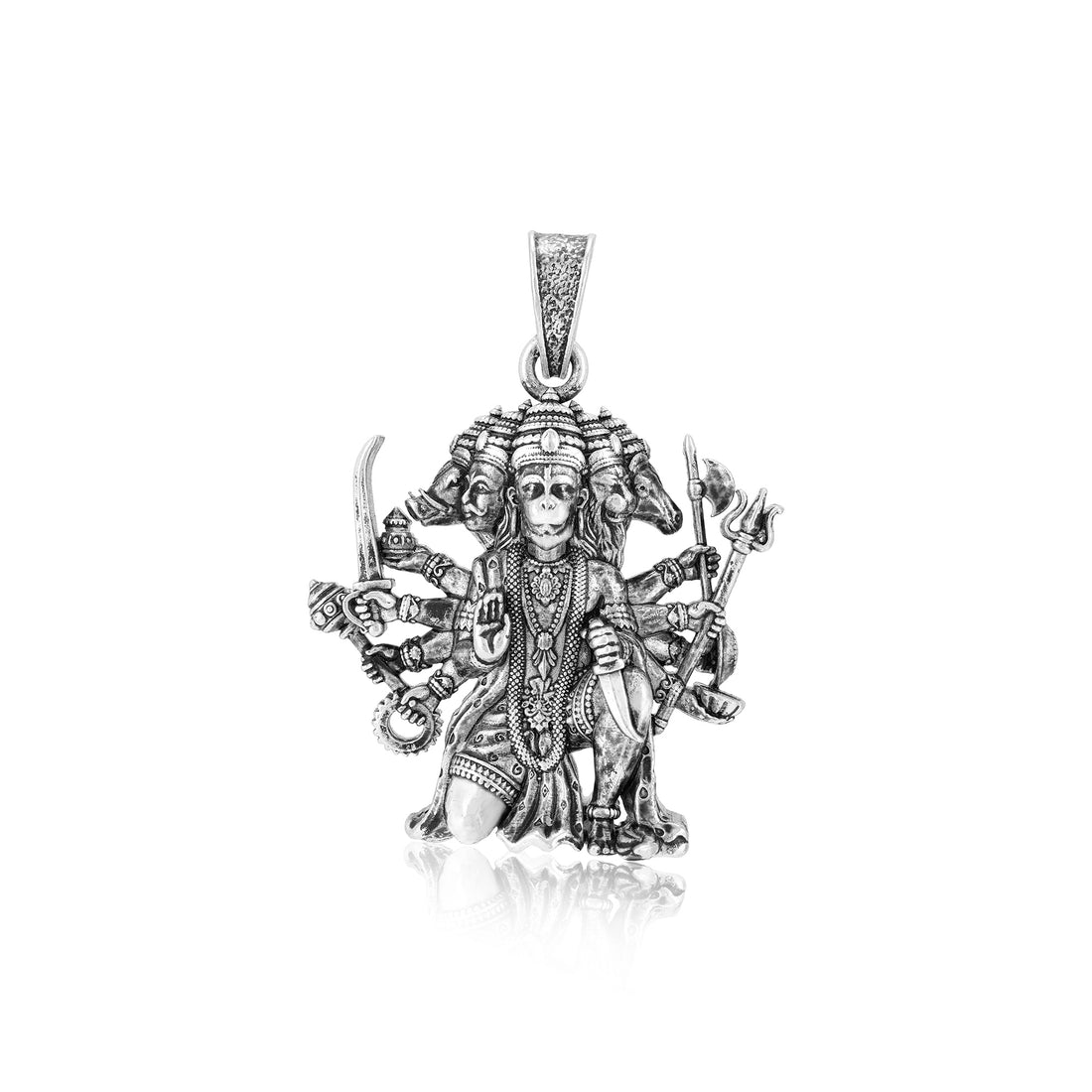 925 Sterling Silver Lord Panchamukhi Hanuman Oxidised Pendants For Men &amp; Women