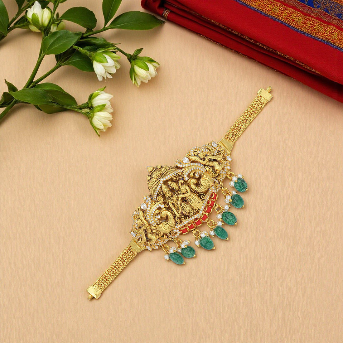 925 Sterling Silver Lord Ram Seetha Emerald Mantapa Vanki for Women