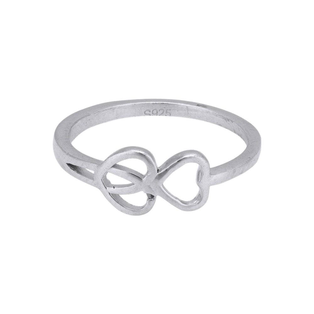 925 Sterling Silver Love Double Hearts Rhodium Plated Rings for Women