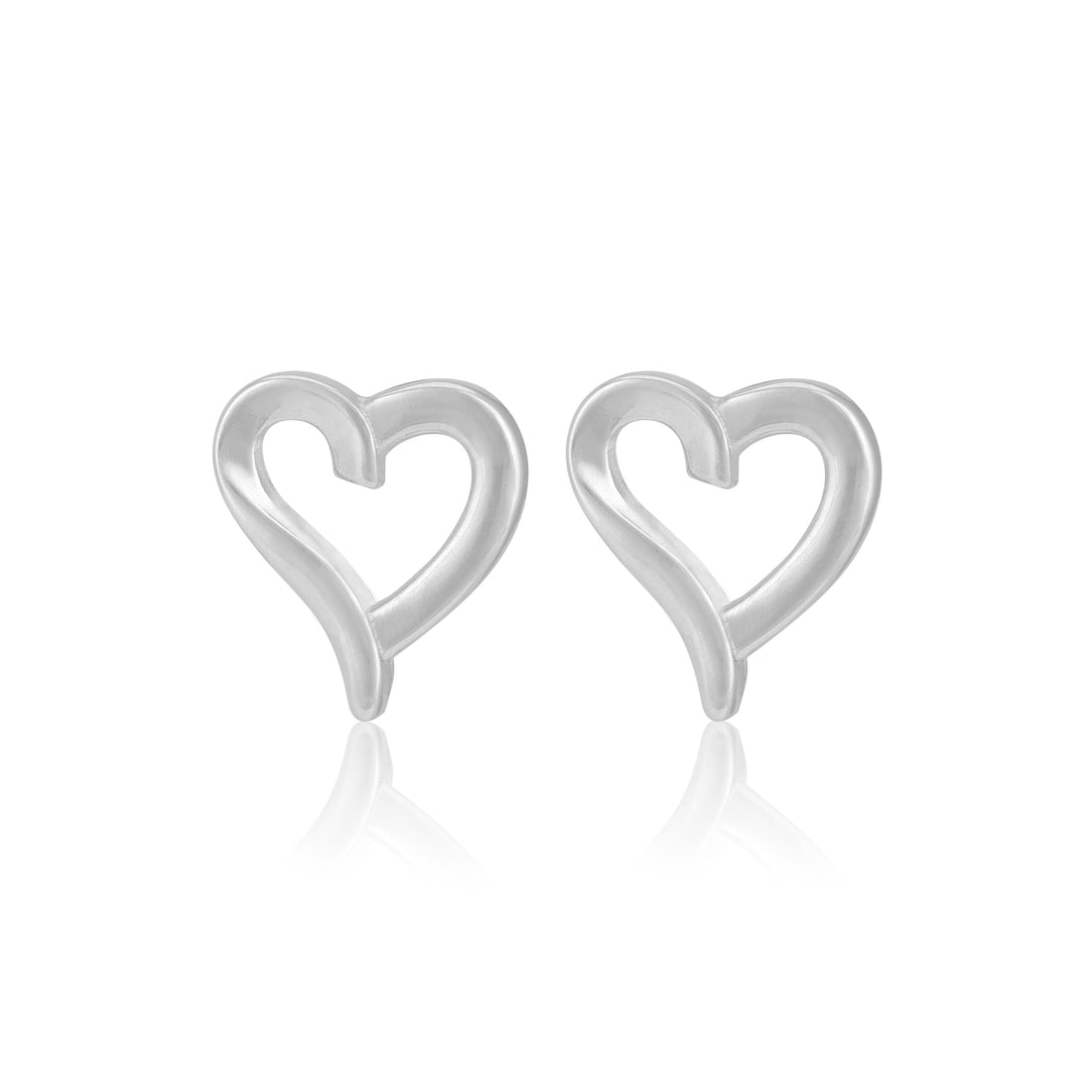 925 Sterling Silver Luna Outline Heart Rhodium Plated Earrings for Women