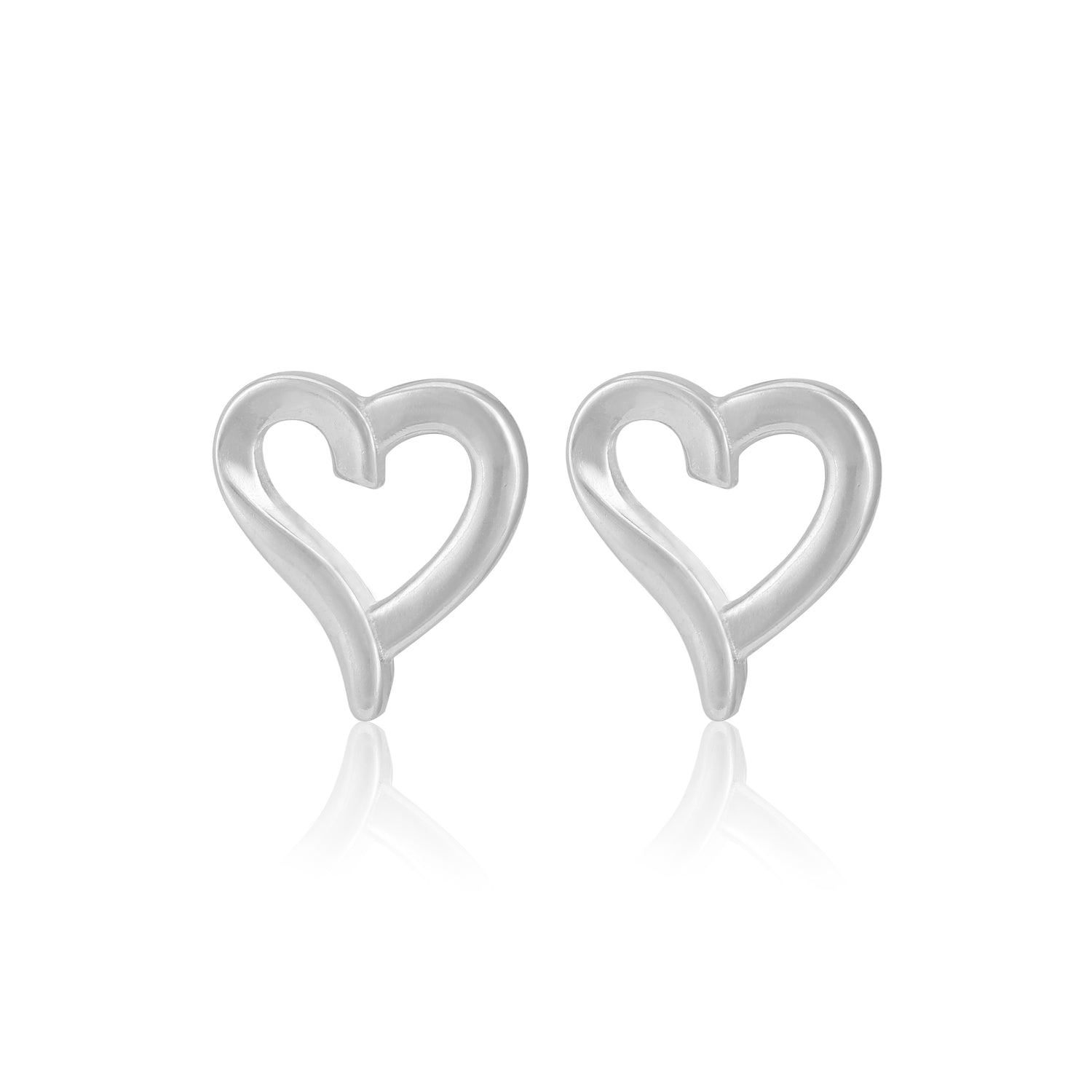 925 Sterling Silver Luna Outline Heart Rhodium Plated Earrings for Women