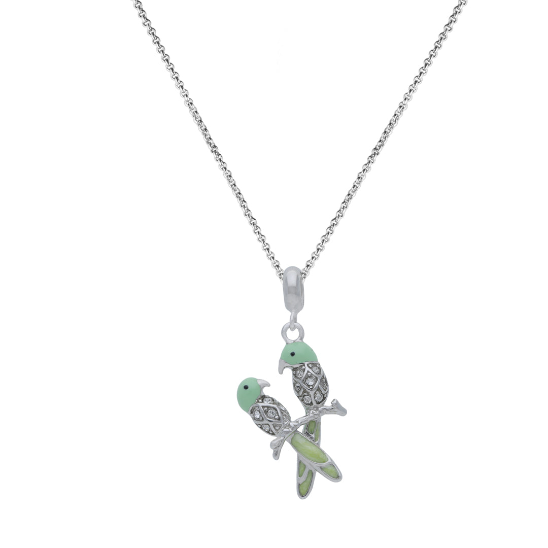 925 Sterling Silver Lush Green Lovebirds Pendant for Kids