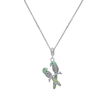 925 Sterling Silver Lush Green Lovebirds Pendant for Kids