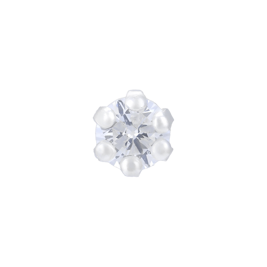 925 Sterling Silver LuxeClasp Pristine Cut Rhodium Plated Solitaire Glow Nosepin for Women