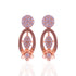 925 Sterling Silver Luxe Oval Drop Crystal Cluster Rose Gold Plated Earrings For Women