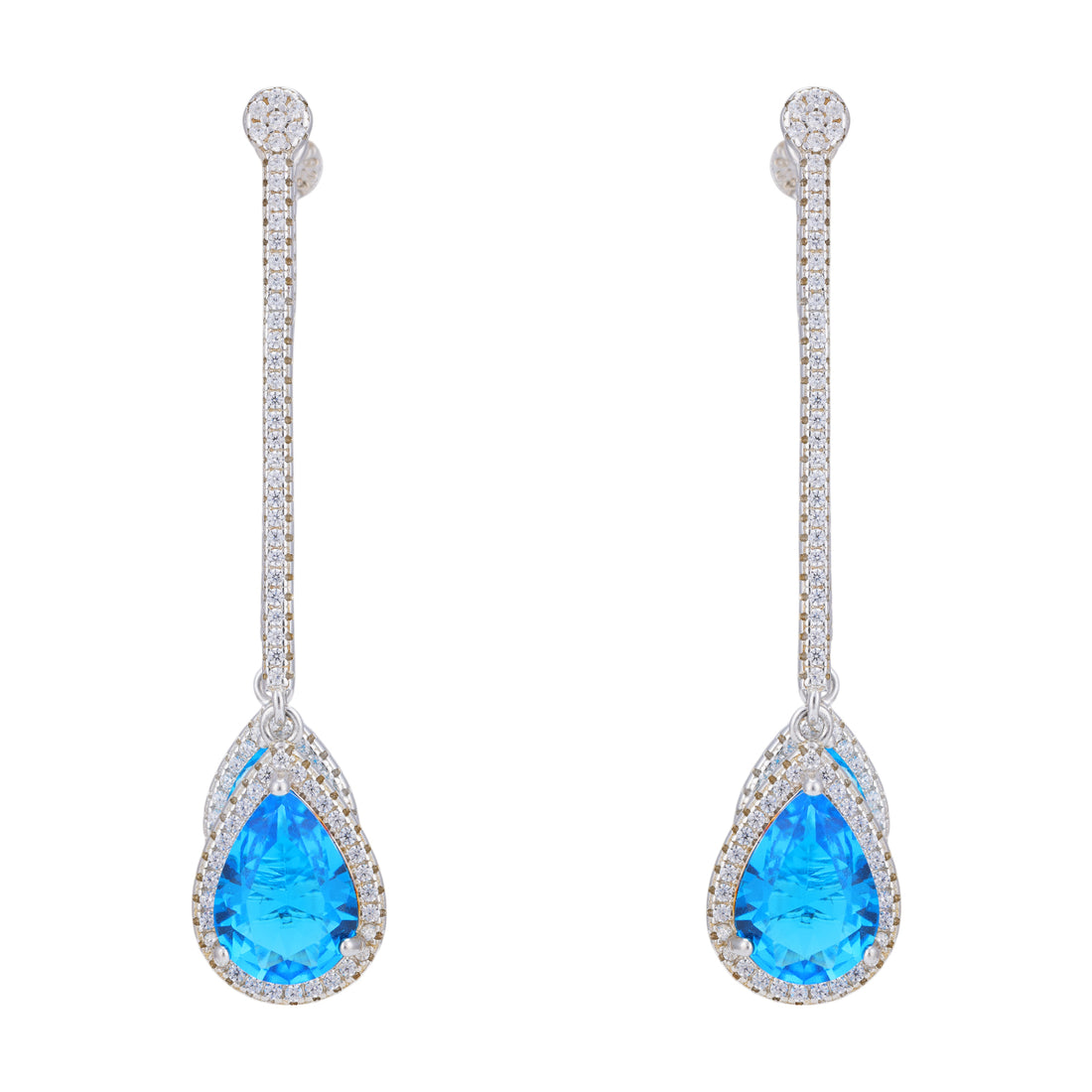 925 Sterling Silver Luxe Raindrop-Inspired Blue Stone Dangling Earring for Women