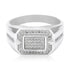 925 Sterling Silver Luxury Pavé Square Centerpiece Ring for Men
