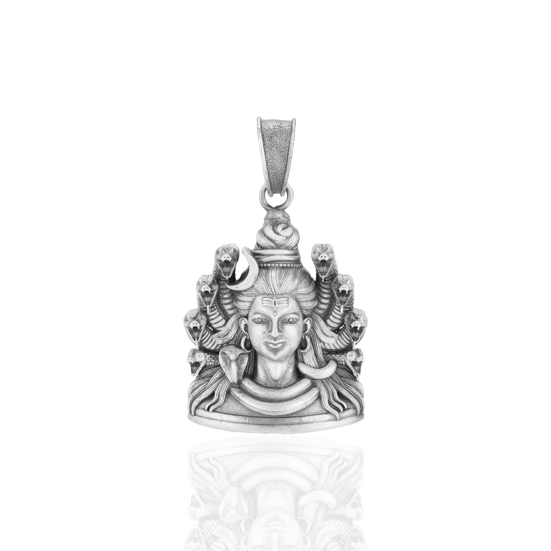 925 Sterling Silver Mahadev Serpent Protection Oxidised Pendants for Men & Women