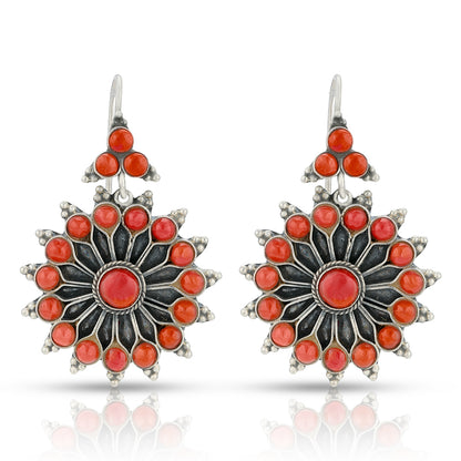 925 Sterling Silver Majestic Crimson Bloom Earrings for Women